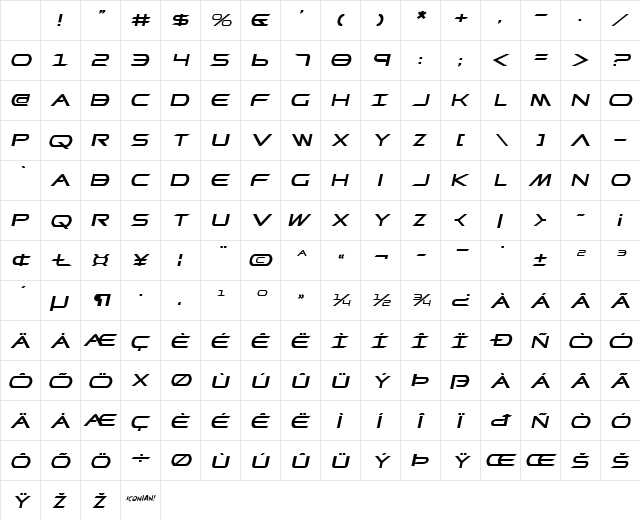 Promethean Expanded Italic Character Map Promethean Expanded Italic Character Map