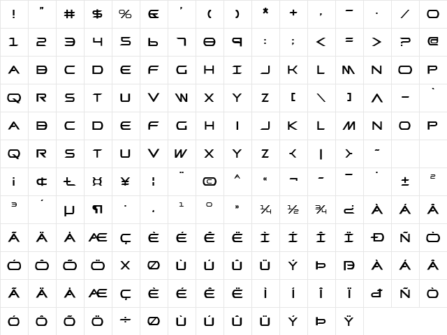 Promethean Regular Character Map