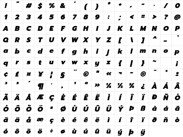 Prompt Black Italic Character Map