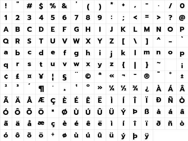Prompt Bold Character Map