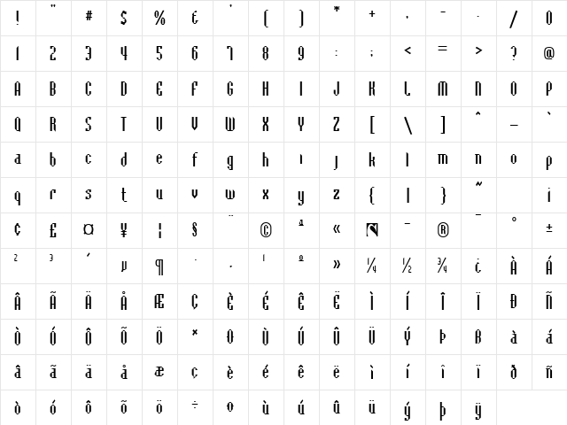 Bachman Regular Character Map Bachman Regular Character Map