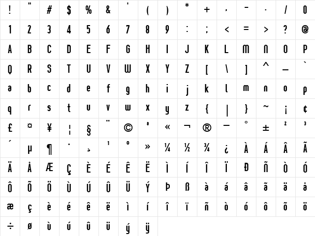 [z] Prozak Bold Character Map