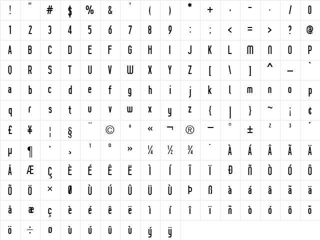 Prozak Regular Character Map