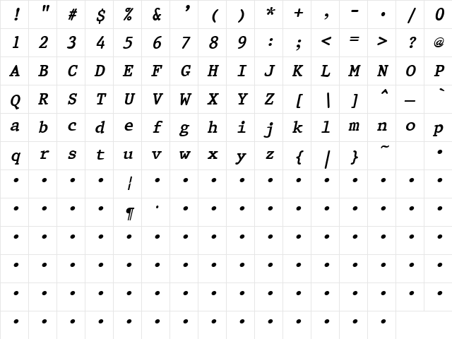 QTPristine Bold Italic Character Map QTPristine Bold Italic Character Map