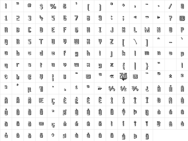 Prussian Brew Offset Regular Character Map