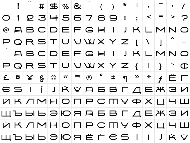 BabaevC Regular Character Map