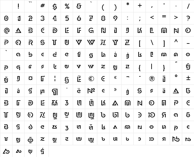 DublonC Regular Character Map