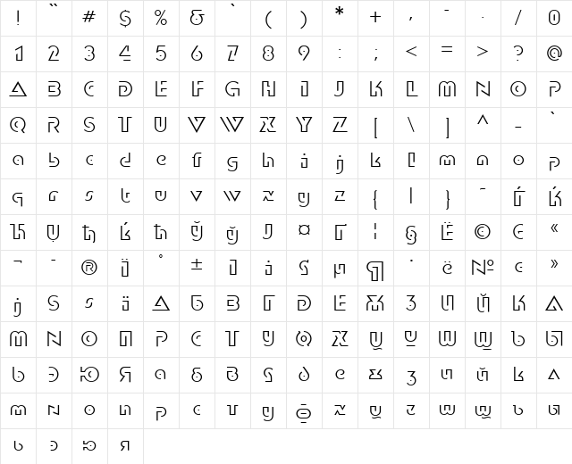 DublonLightC Regular Character Map