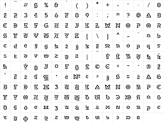 DublonBrusC Regular Character Map