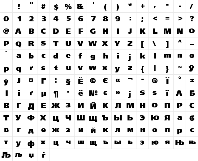 FreeSetBlackC Regular Character Map FreeSetBlackC Regular Character Map