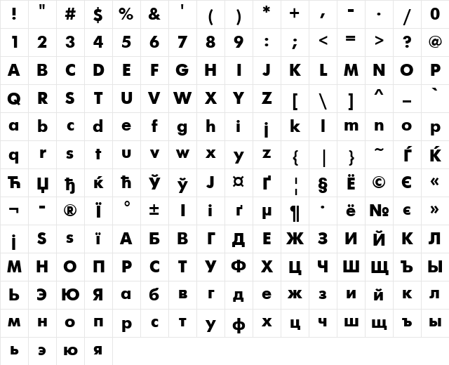 FuturaFuturisC Regular Character Map