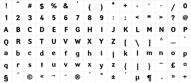 YanusC Bold Character Map