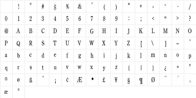 BackRoad Modern Conden Regular Character Map BackRoad Modern Conden Regular Character Map