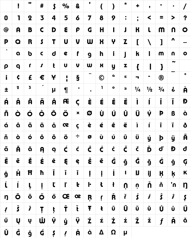 Puente-Medium Regular Character Map Puente-Medium Regular Character Map