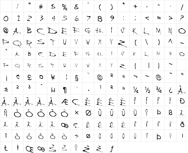 BackScratcher Regular Character Map BackScratcher Regular Character Map