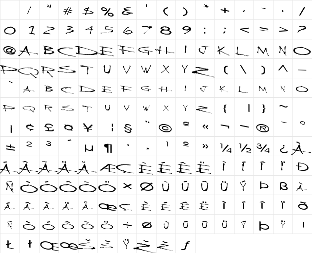 BackScratcher Regular Character Map BackScratcher Regular Character Map