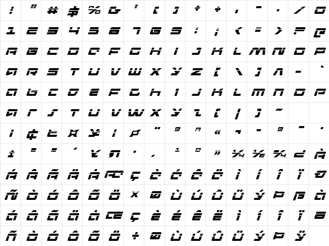 Pulse Rifle Laser Italic Italic Character Map