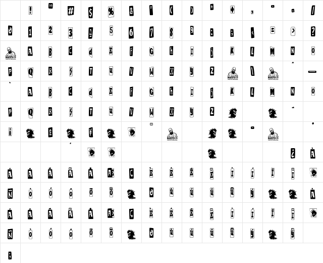 Punk Homo Erectus Regular Character Map