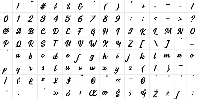 Backstone Regular Character Map Backstone Regular Character Map