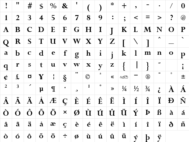 Purloin Bold Character Map Purloin Bold Character Map