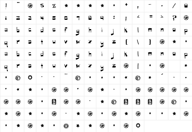 Puckfont Regular Character Map