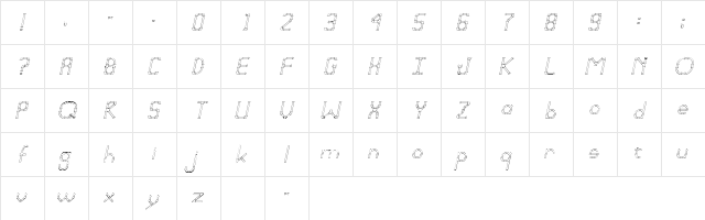 PVCSSK Italic Character Map