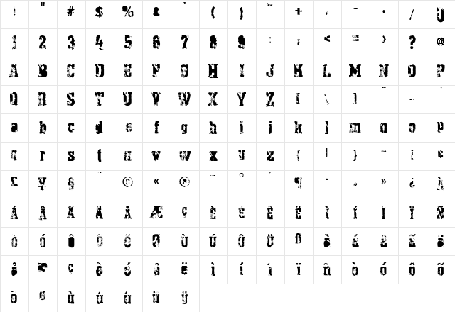 PythonianDeluxe Regular Character Map