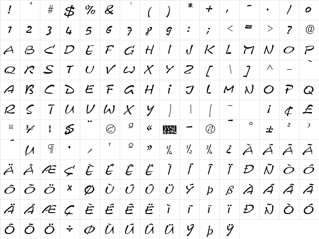 PyxidiumQuick Regular Character Map