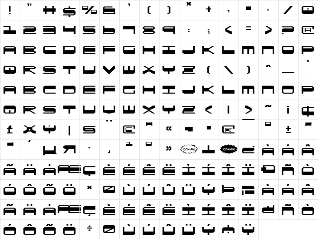 QuickGear Regular Character Map