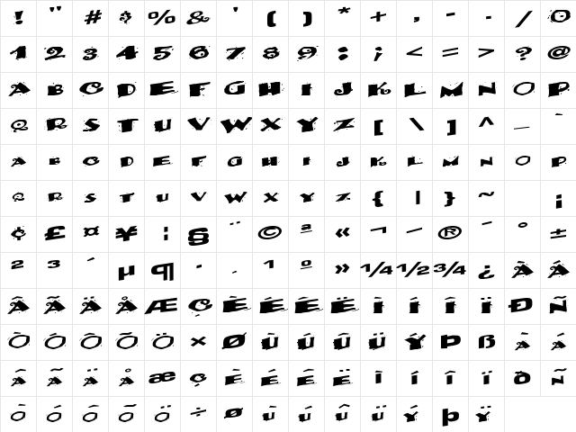 BackWater52 Regular Character Map