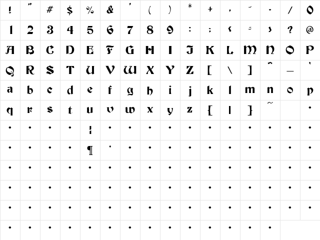 QTBeckman Regular Character Map