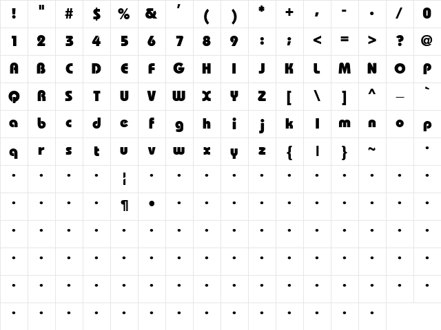 QTDoghausHeavy Regular Character Map
