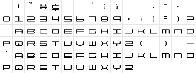 QuickTech Regular Character Map QuickTech Regular Character Map