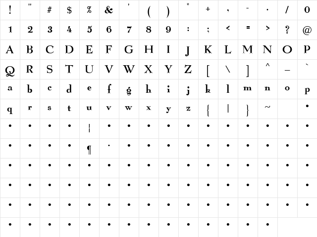 QTGraphLite Regular Character Map