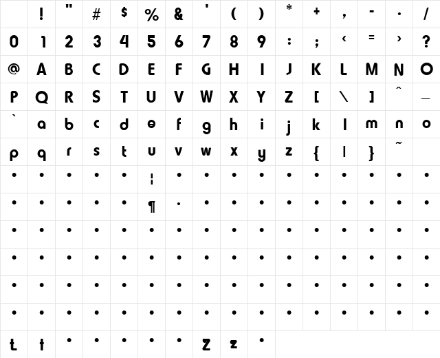 QTHowardTypeFat Regular Character Map QTHowardTypeFat Regular Character Map
