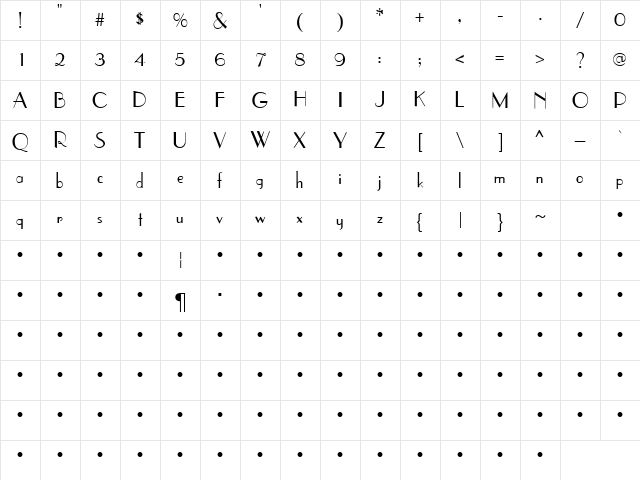 QTParisFrance Regular Character Map