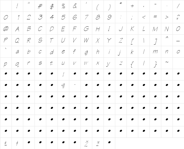 QTTechtone Italic Character Map QTTechtone Italic Character Map