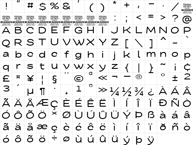 Quache Medium Extra Expanded Character Map Quache Medium Extra Expanded Character Map