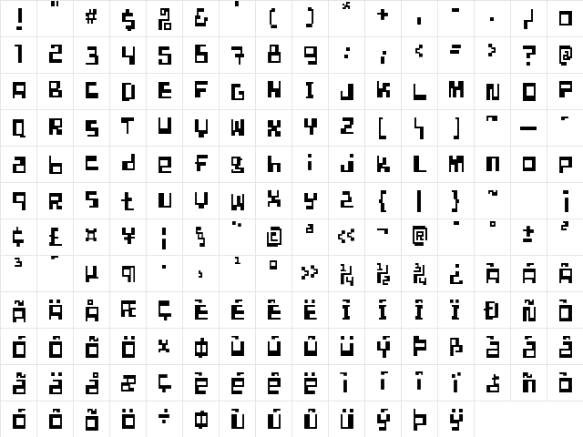 Quadrada Medium Character Map