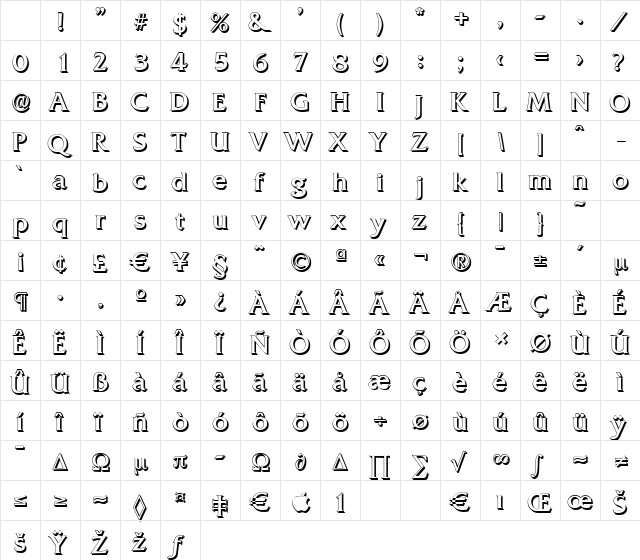 QuadratShadow Regular Character Map QuadratShadow Regular Character Map