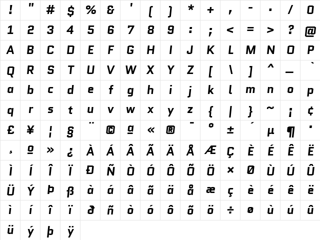 Quantico Bold Italic Character Map Quantico Bold Italic Character Map