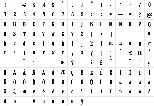 QuarterBold Regular Character Map