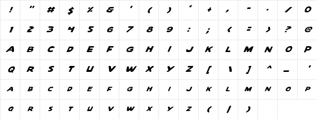Quartermain Italic Italic Character Map