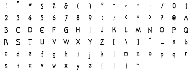 QuasarCondensed Regular Character Map