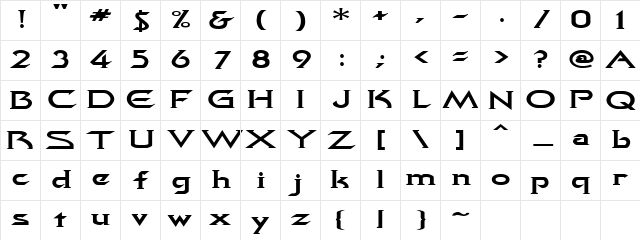 QuasarExtended Regular Character Map