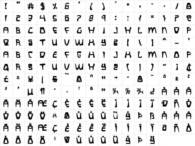 Quatl Bold Bold Character Map