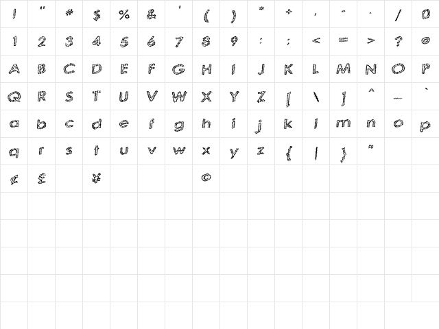 Quaverly G98 Regular Character Map