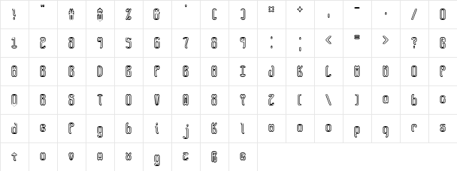 Queasy Outline (BRK) Regular Character Map