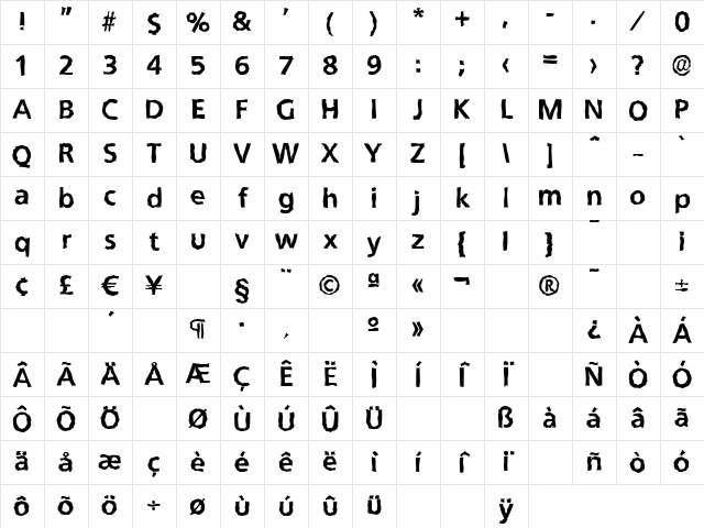 QuebecRandom-Xbold Regular Character Map QuebecRandom-Xbold Regular Character Map