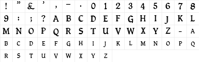 QueenEmpressCapitals Normal Character Map